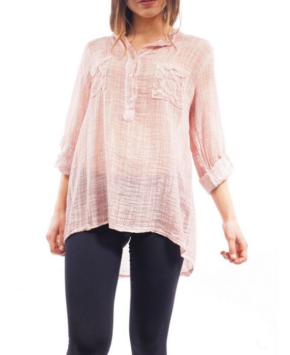 TUNICA EMPIECEMENT PIZZO S9101 ROSA