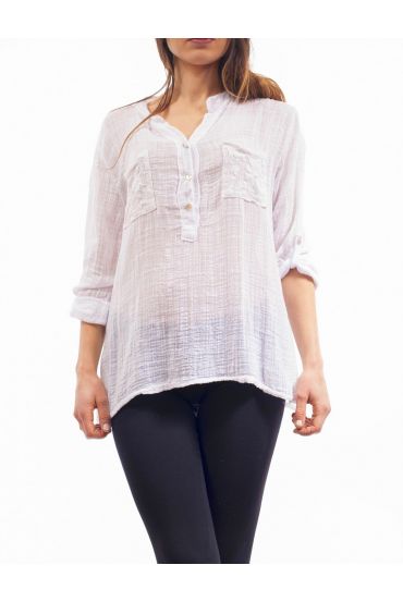 TUNIQUE EMPIECEMENT DENTELLE S9101 BLANC