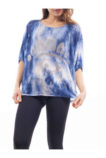 T-SHIRT mit STRASS-AUGE S9092