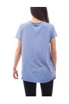 T-SHIRT BRODERIE TETE DE MORT S9066 BLEU