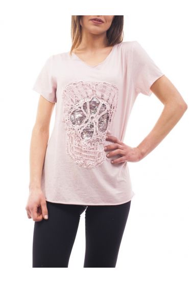 SKULL T-SHIRT S9066 ROSE