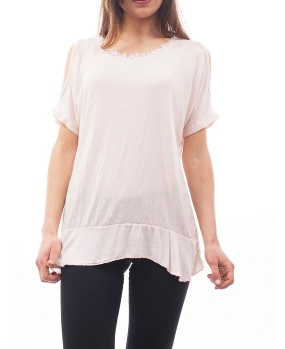 BARE SHOULDERS T-SHIRT S9057 ROSE