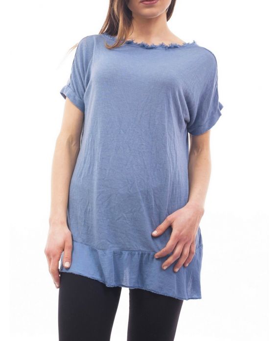 T-SHIRT SHOULDERS PAILLETTES S9071 BLUE