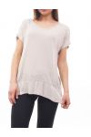 T-SHIRT SHOULDERS PAILLETTES S9071 BEIGE