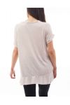 T-SHIRT EPAULES PAILLETTES S9071 BEIGE