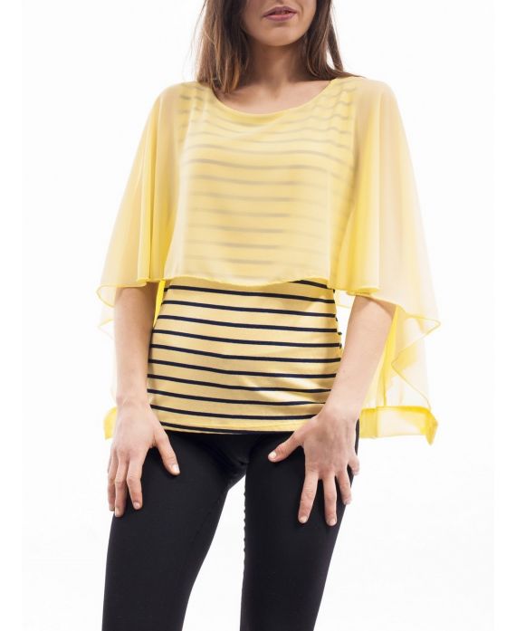 T-SHIRT BI-MATIERE S9109 JAUNE