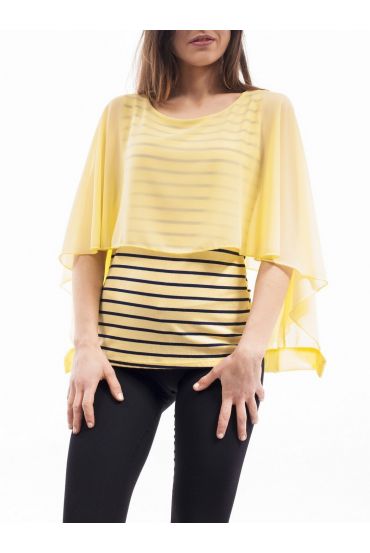 T-SHIRT BI-MATIERE S9109 JAUNE