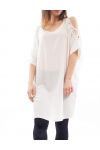 ABITO TUNICA SPALLE DENUDEES S9113 BIANCO