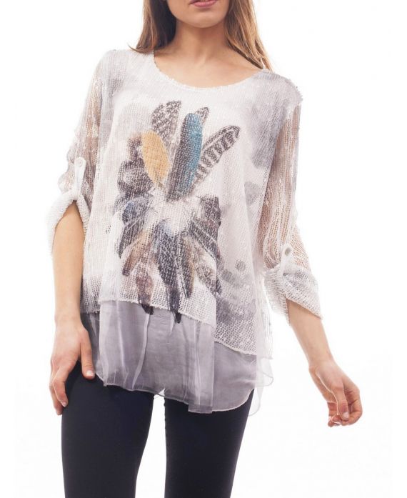 TUNIC FEATHERS S9108 GREY