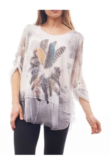 TUNIC FEATHERS S9108 GREY