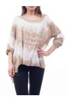 T-SHIRT TIE-DYE PRINTS S9117 TAUPE