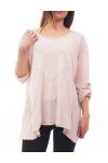 T-SHIRT CŒUR PAILLETTES S9119 ROSE