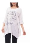 T-SHIRT CŒUR PAILLETTES S9119 BLANC