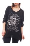 T-SHIRT EFFET DESTROY S9118 NOIR