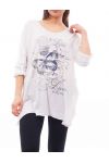 T-SHIRT EFFET DESTROY S9118 BLANC