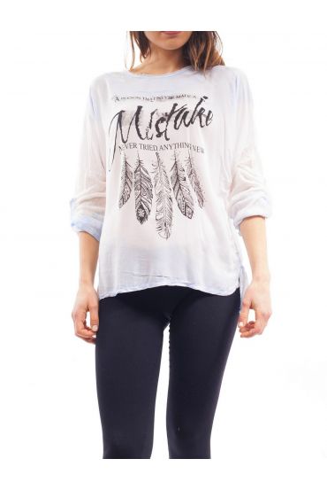 T-SHIRT MIX van RAUWE VEER S9114 BLAUW