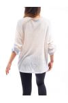 T-SHIRT MIX MATERIAL FEATHERS S9114 BLUE