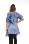 GRANDE TAILLE TUNIQUE DENTELLE PAILLETEE GT1073 BLEU