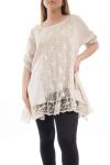 GRANDE TAILLE TUNIQUE DENTELLE PAILLETEE GT1073 BEIGE