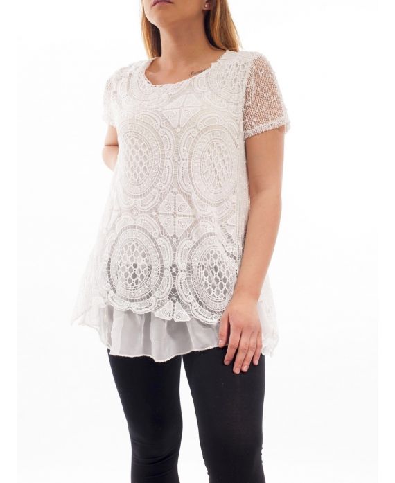 Pull Tunique Blanc - Taille Unique En Coton - Marque Mademoiselle Lola, Occasion Très Bon état