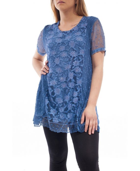 PLUS SIZE TUNIC MIX MATERIAL GT1023 BLUE