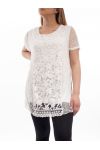 GRANDE TAILLE TUNIQUE MIX MATIERES GT1023 BLANC