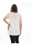 GRANDE TAILLE TUNIQUE MIX MATIERES GT1023 BLANC