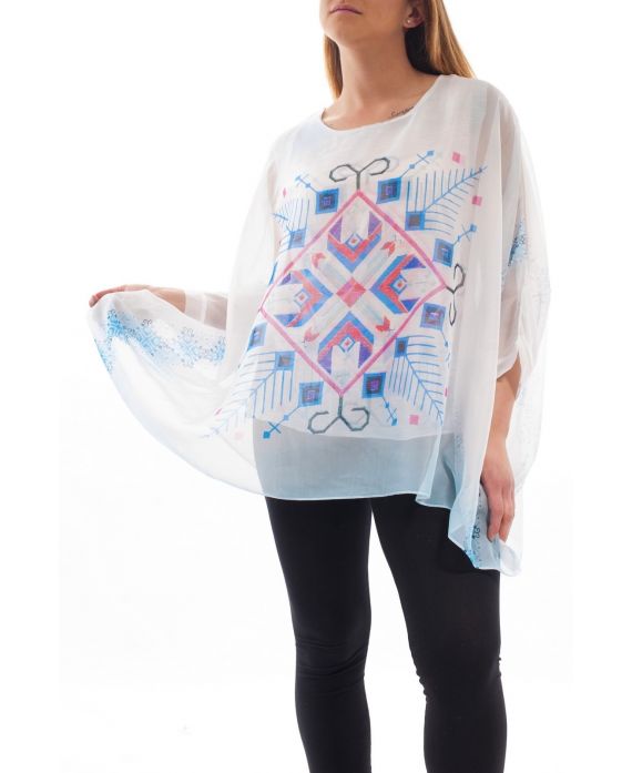 PLUS SIZE PRINTED TUNIC GT1025 BLUE