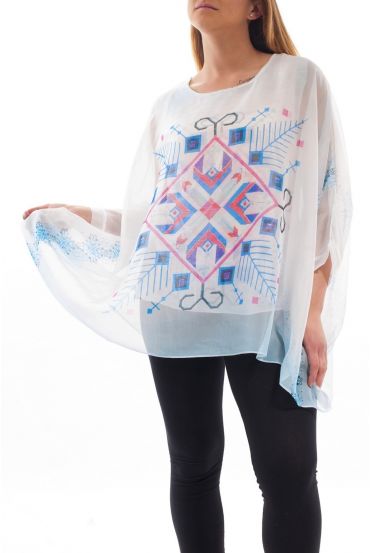 PLUS SIZE PRINTED TUNIC GT1025 BLUE