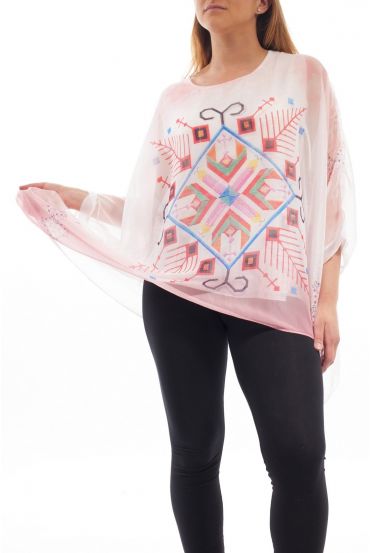 PLUS SIZE PRINTED TUNIC GT1025 CORAL