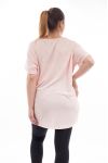 PLUS SIZE PRINTED STRASS T-SHIRT GT1028 ROSE