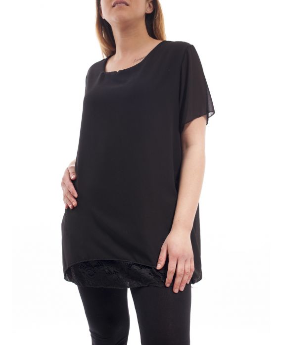 PLUS SIZE TUNIC LACE GT1027 BLACK