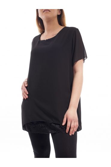 GRANDE TAILLE TUNIQUE DENTELLE GT1027 NOIR
