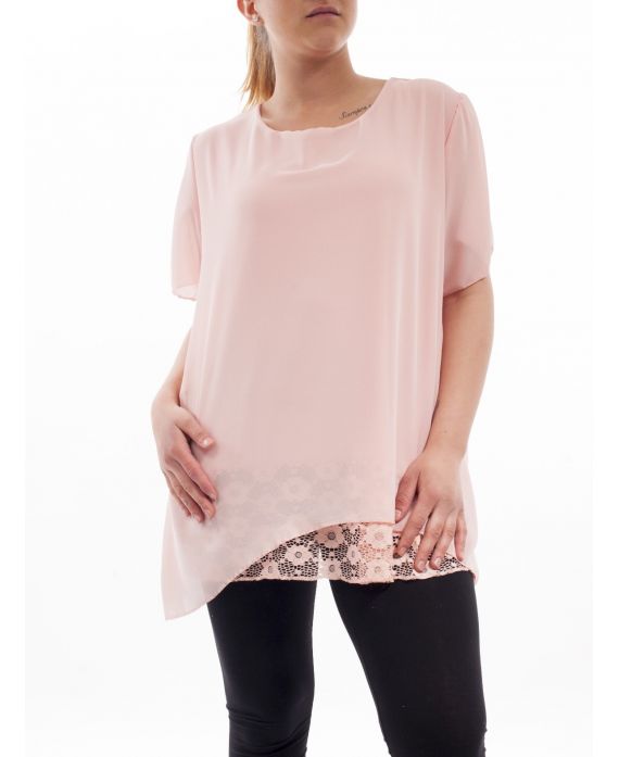 PLUS SIZE TUNIC LACE GT1027 ROSE