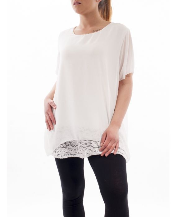GRANDE TAILLE TUNIQUE DENTELLE GT1027 BLANC
