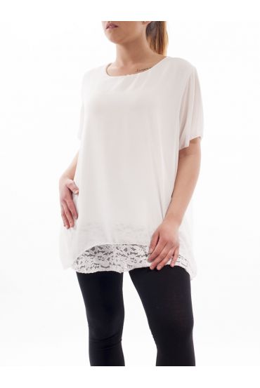 GRANDE TAILLE TUNIQUE DENTELLE GT1027 BLANC