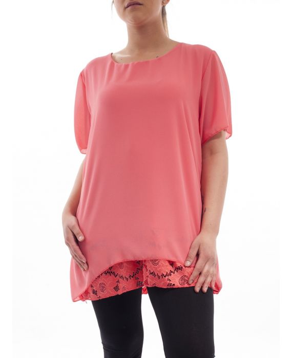 PLUS SIZE TUNIC LACE GT1027 CORAL