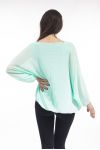 BLOUSE PRINT STRASS steentjes S9125 GROEN