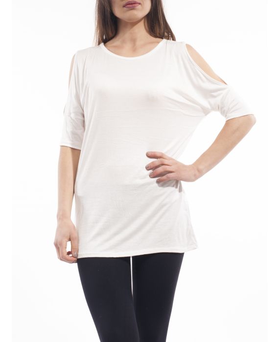 T-SHIRT EPAULES DENUDEES S9130 BLANC
