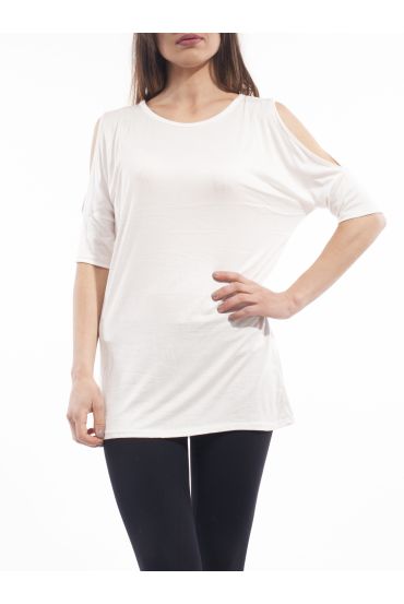 T-SHIRT EPAULES DENUDEES S9130 BLANC