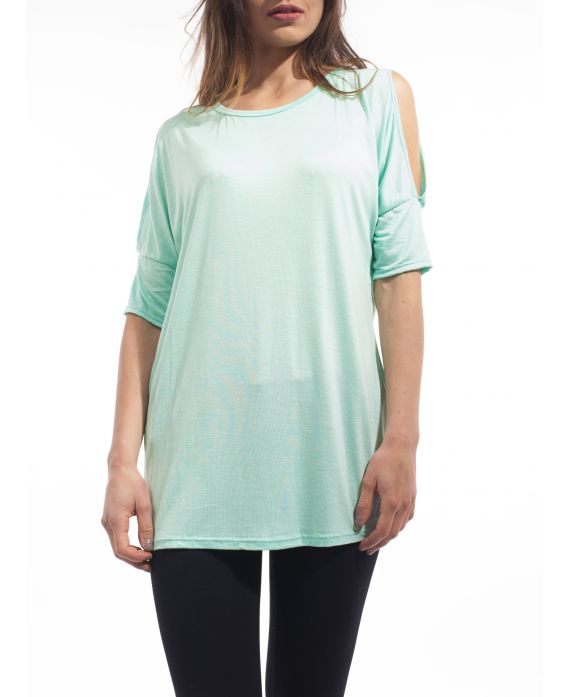 T-SHIRT EPAULES DENUDEES S9130 VERT PASTEL