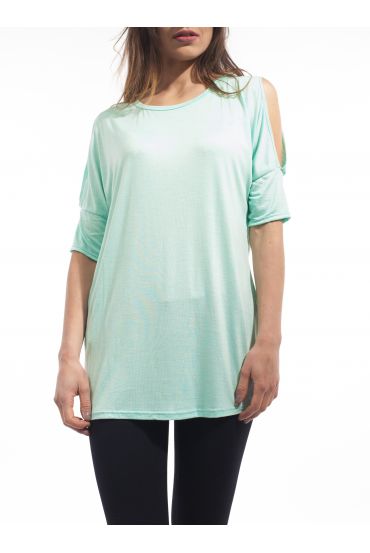 T-SHIRT EPAULES DENUDEES S9130 VERT PASTEL