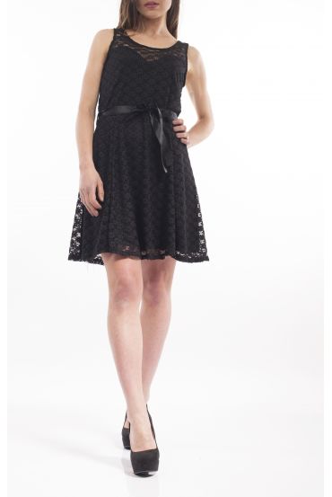 ROBE DENTELLE S9133 NOIR