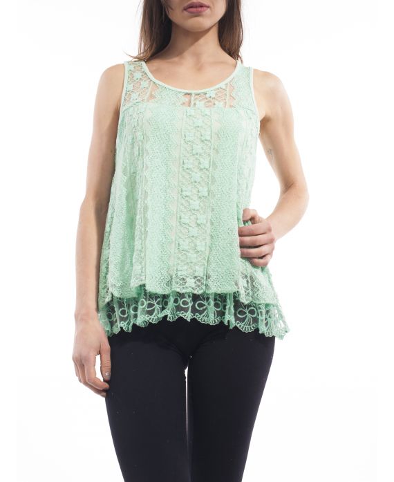 TOP de ENCAJE S9134 VERDE PASTEL