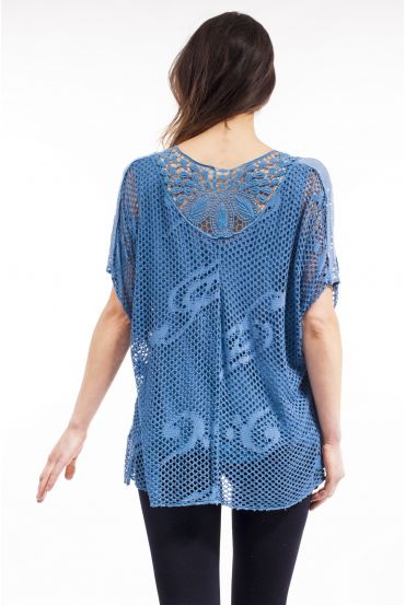 TOP AJOURE ENCAJE S9139 AZUL
