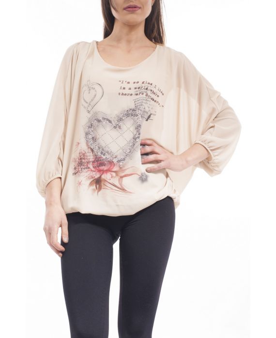 PRINTED TOP S9149 BEIGE