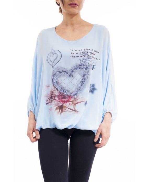 PRINTED TOP S9149 BLUE