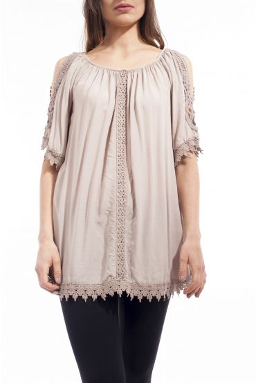 TUNIC EMBROIDERY S9151 TAUPE