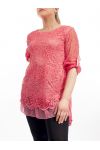 PLUS SIZE TUNIC MIX MATERIAL GT1082 CORAL