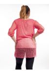 PLUS SIZE TUNIC MIX MATERIAL GT1082 CORAL